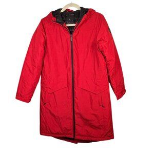 BERNARDO Insulated Hooded Raincoat RED Size S Mid-Length Water-Resistant